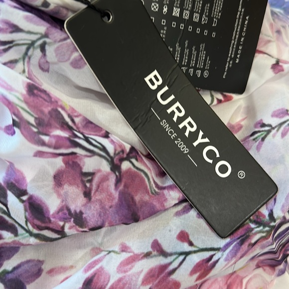 Floral Long Sleeve Maxi Dress & Scarf - Pink and Purple Chiffon - Picture 14 of 14